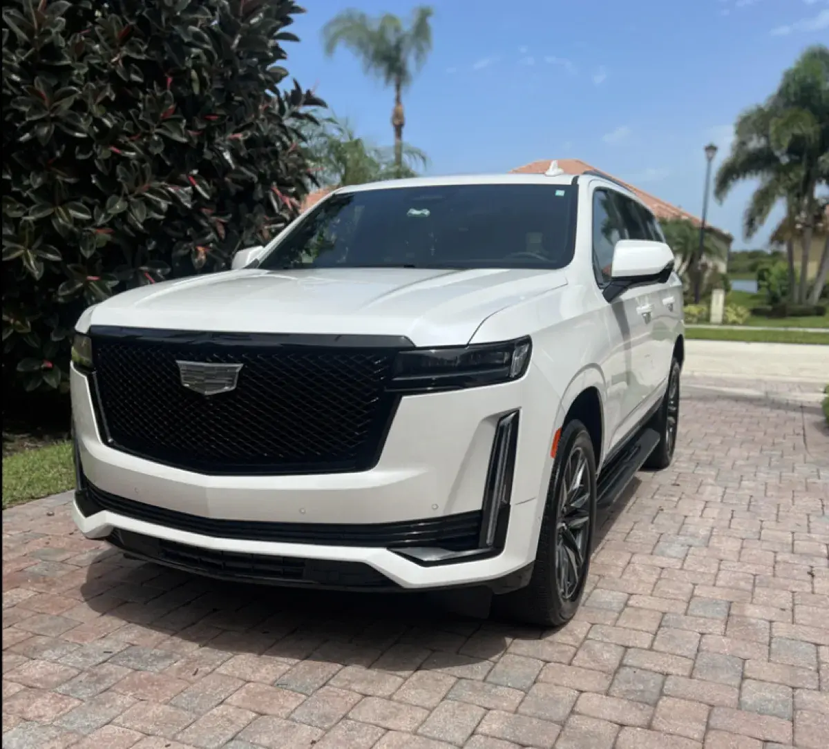 White Cadillac Escalade after Gold package detailing in Atlanta