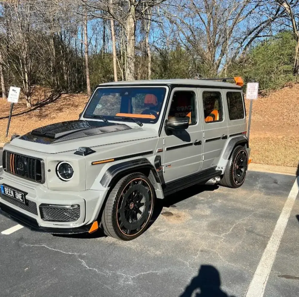 Grey Brabus G-Wagon with orange accents after ceramic coating in Atlanta