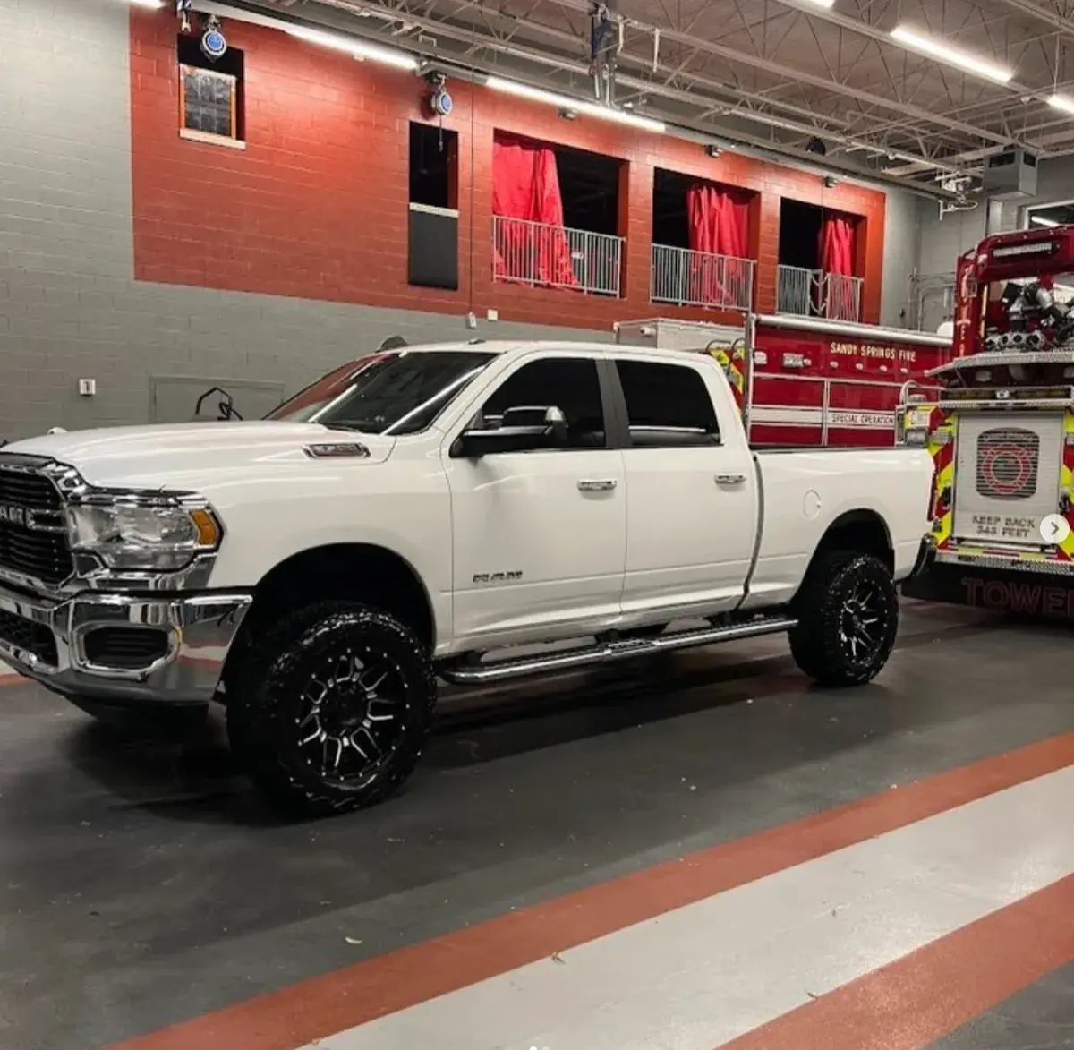White Ram truck fleet vehicle after professional detailing in Atlanta